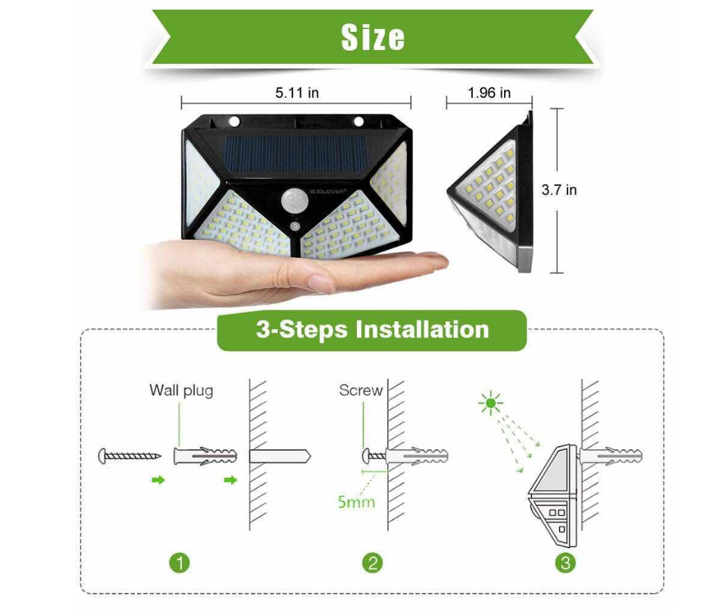 Solar Motion Sensor Wall Light for Outdoor Use